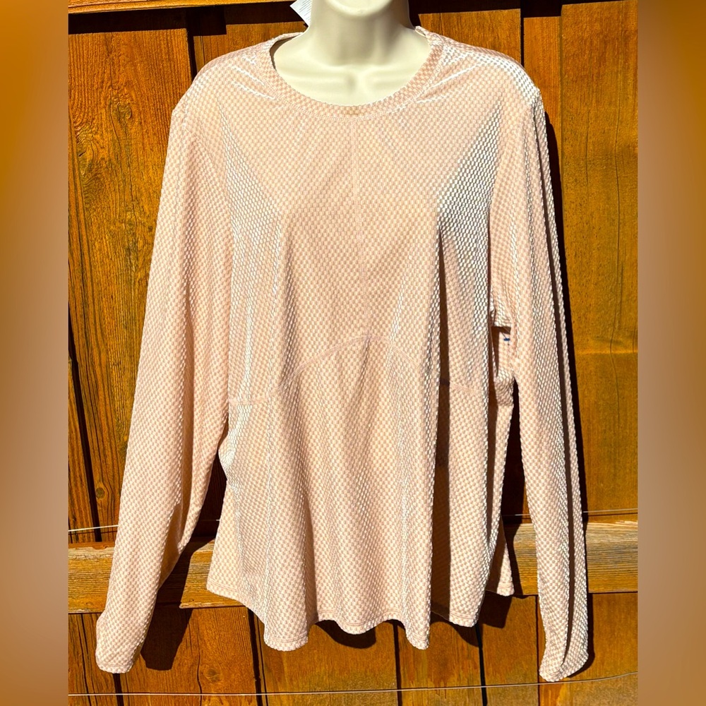 Fabletics Velour Long Sleeve Top. 2X Blush Punk Waffle Sweater NWT.